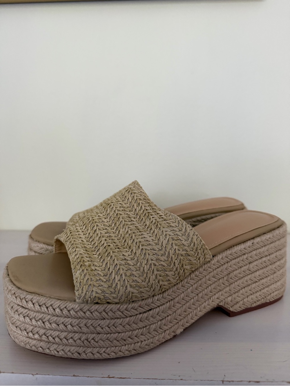 Lulu's Beige Braided Platform Slide Sandals